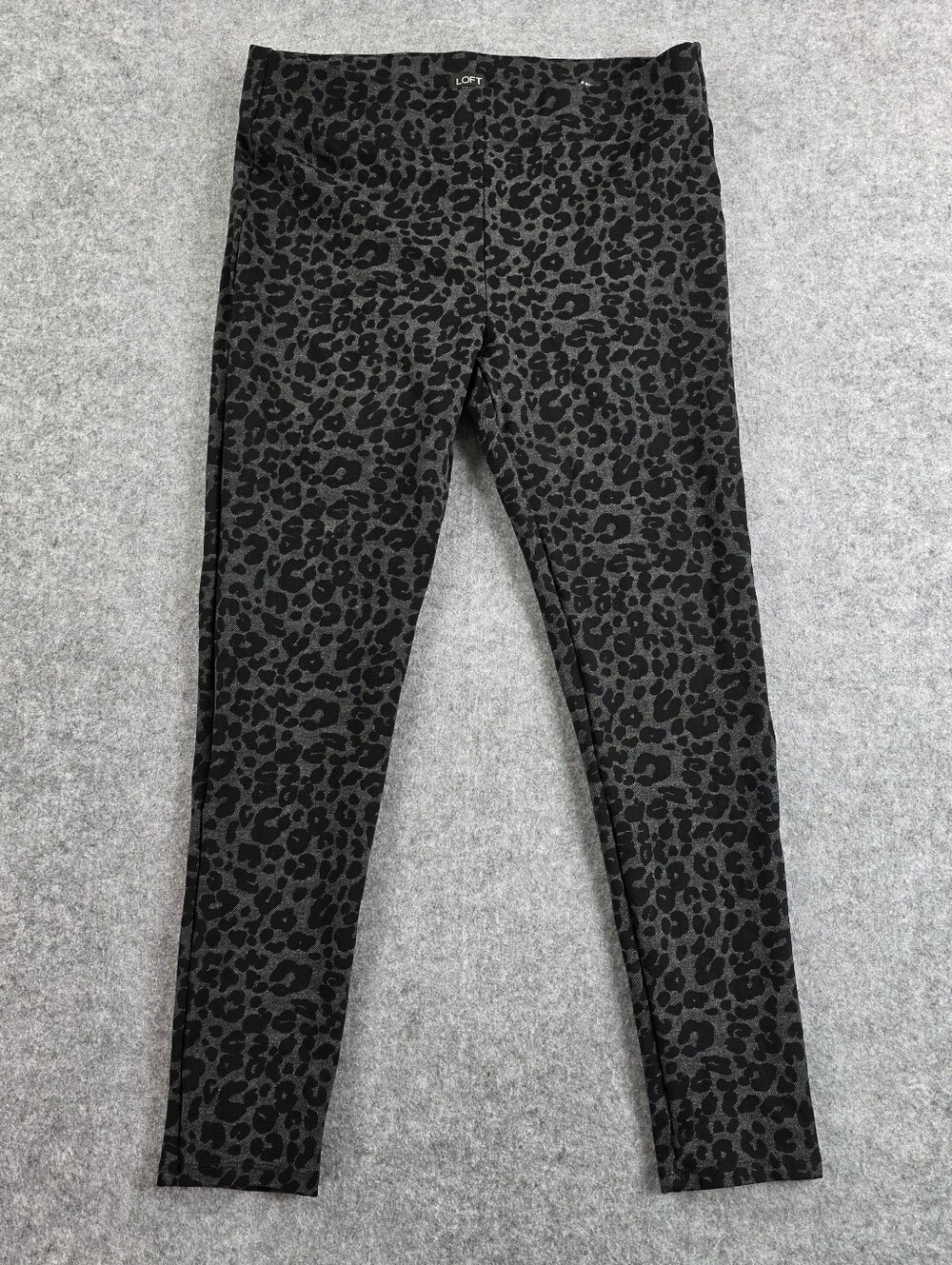 LOFT Charcoal and Black Leopard Print Leggings High Waist Large